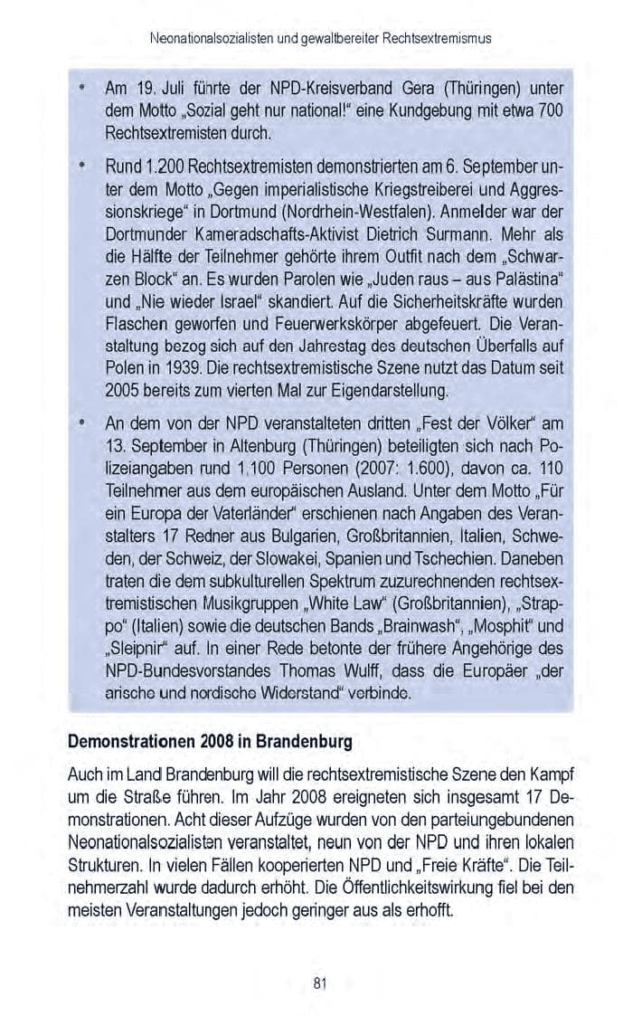 Seite 83 des Verfassungsschutzbericht 2008 Brandenburg