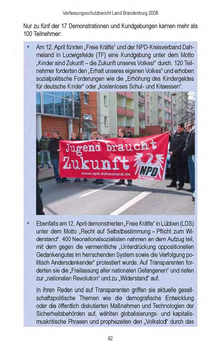 Seite 84 des Verfassungsschutzbericht 2008 Brandenburg