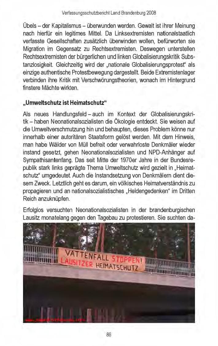 Seite 88 des Verfassungsschutzbericht 2008 Brandenburg