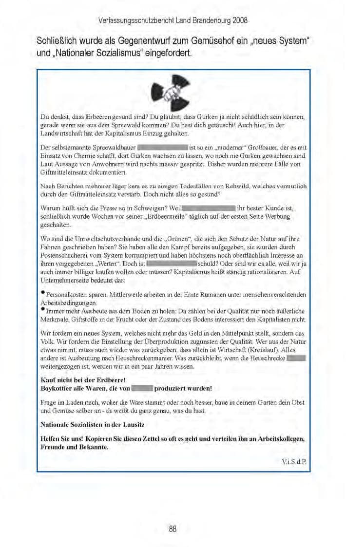 Seite 90 des Verfassungsschutzbericht 2008 Brandenburg