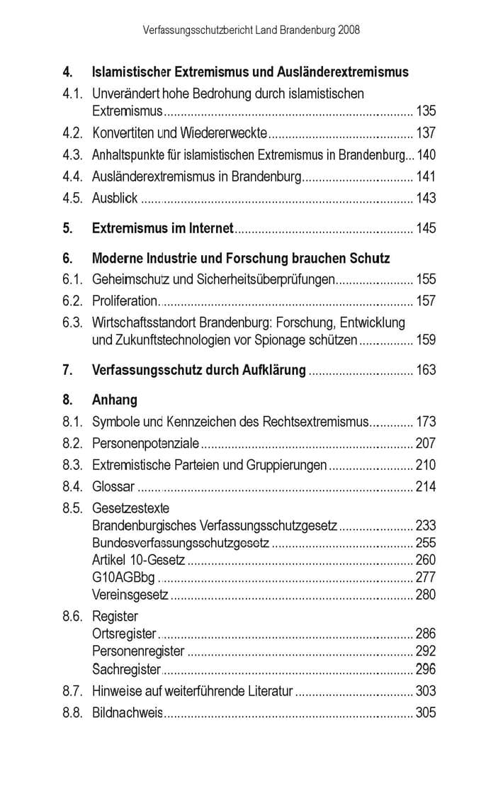 Seite 10 des Verfassungsschutzbericht 2008 Brandenburg