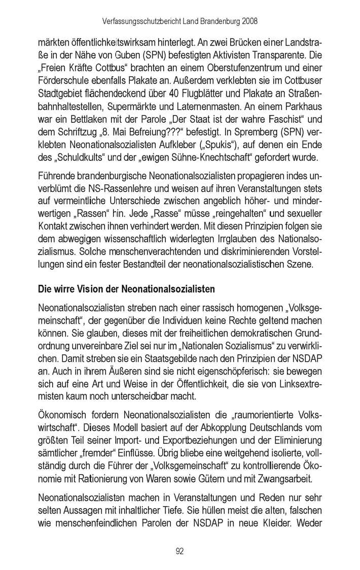 Seite 94 des Verfassungsschutzbericht 2008 Brandenburg