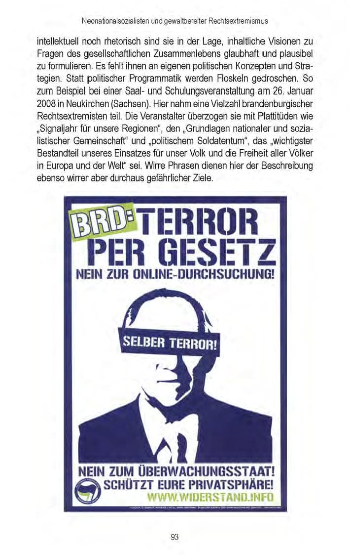 Seite 95 des Verfassungsschutzbericht 2008 Brandenburg