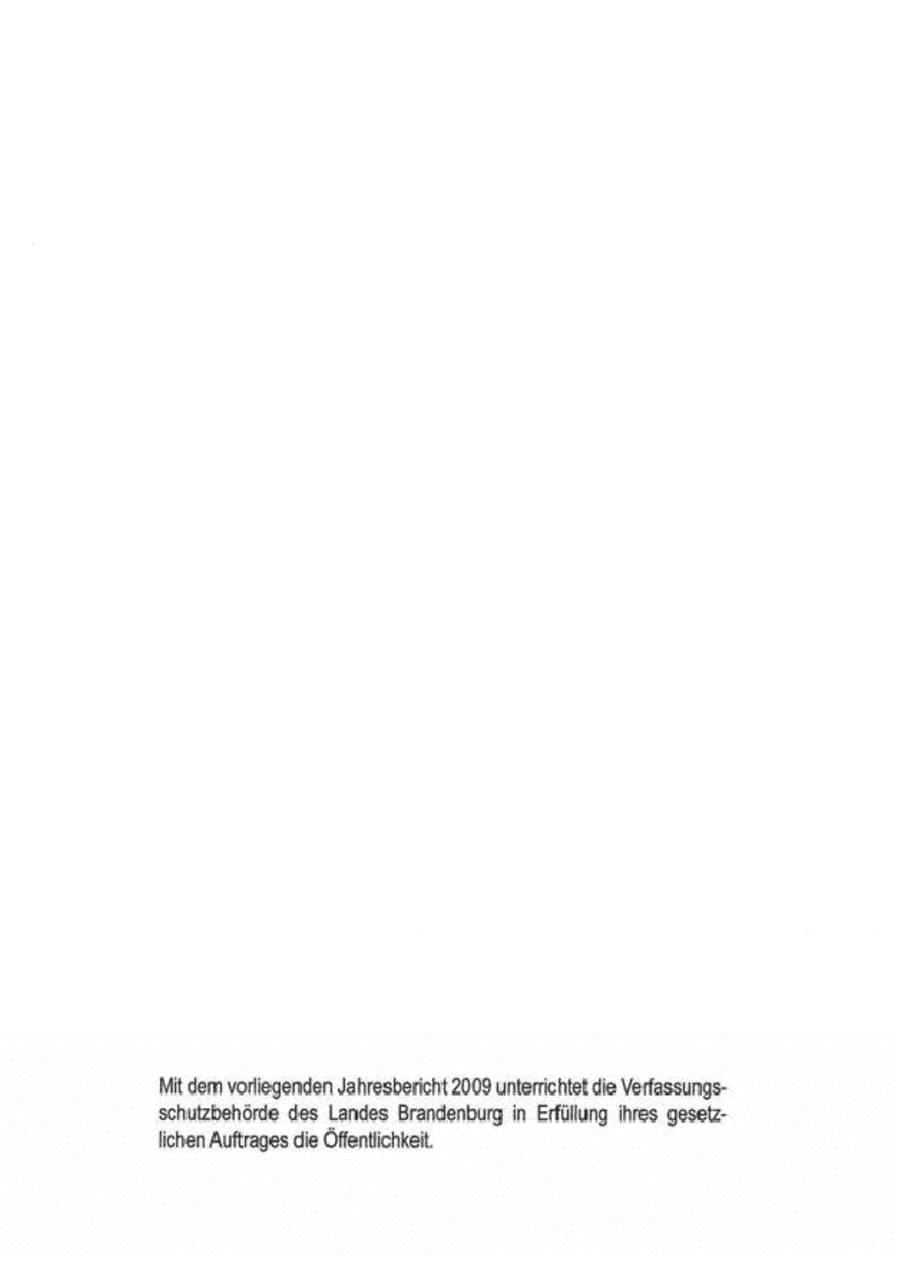 Seite 2 des Verfassungsschutzbericht 2009 Brandenburg