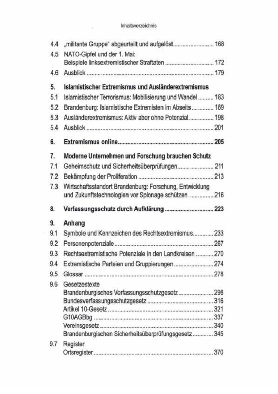 Seite 11 des Verfassungsschutzbericht 2009 Brandenburg