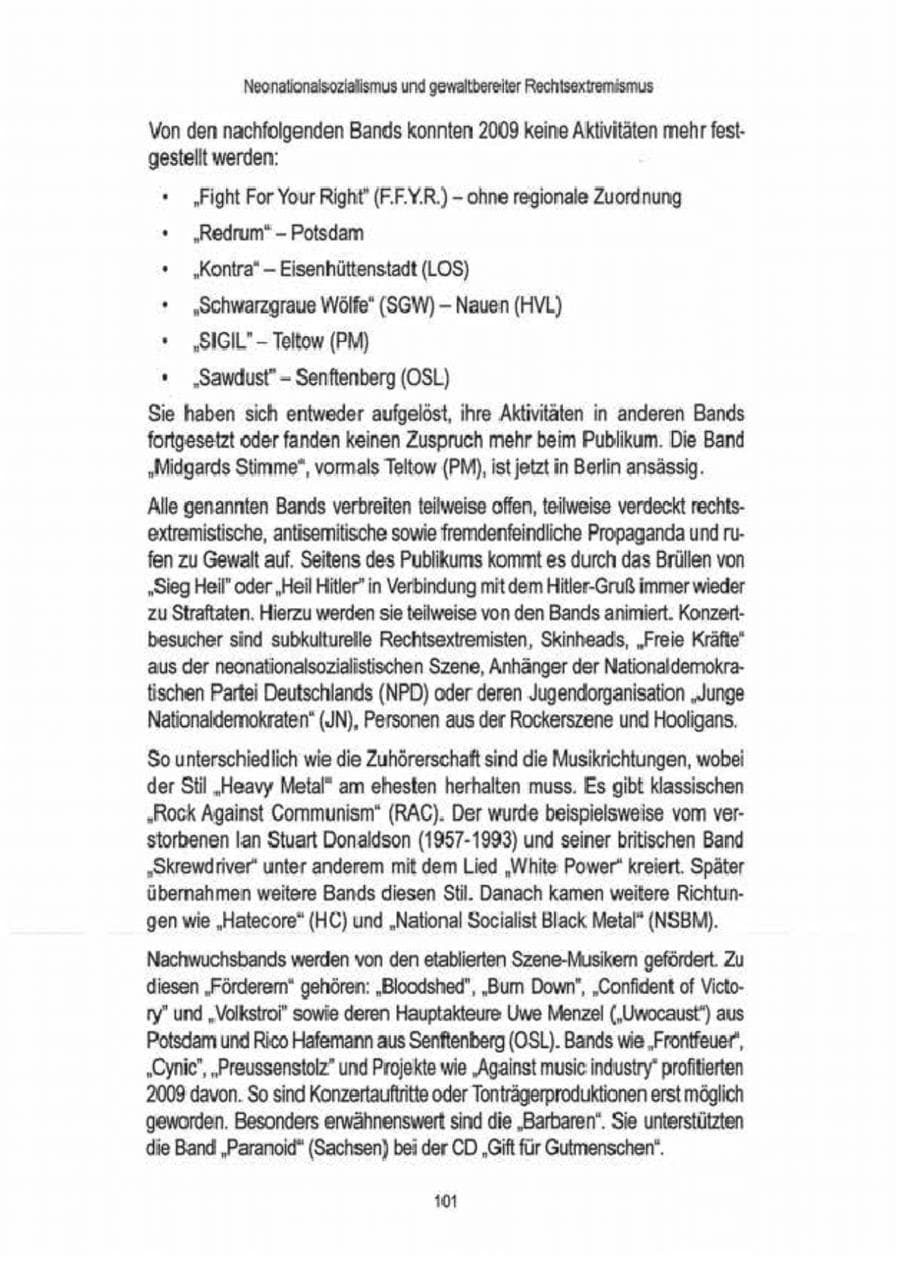 Seite 103 des Verfassungsschutzbericht 2009 Brandenburg