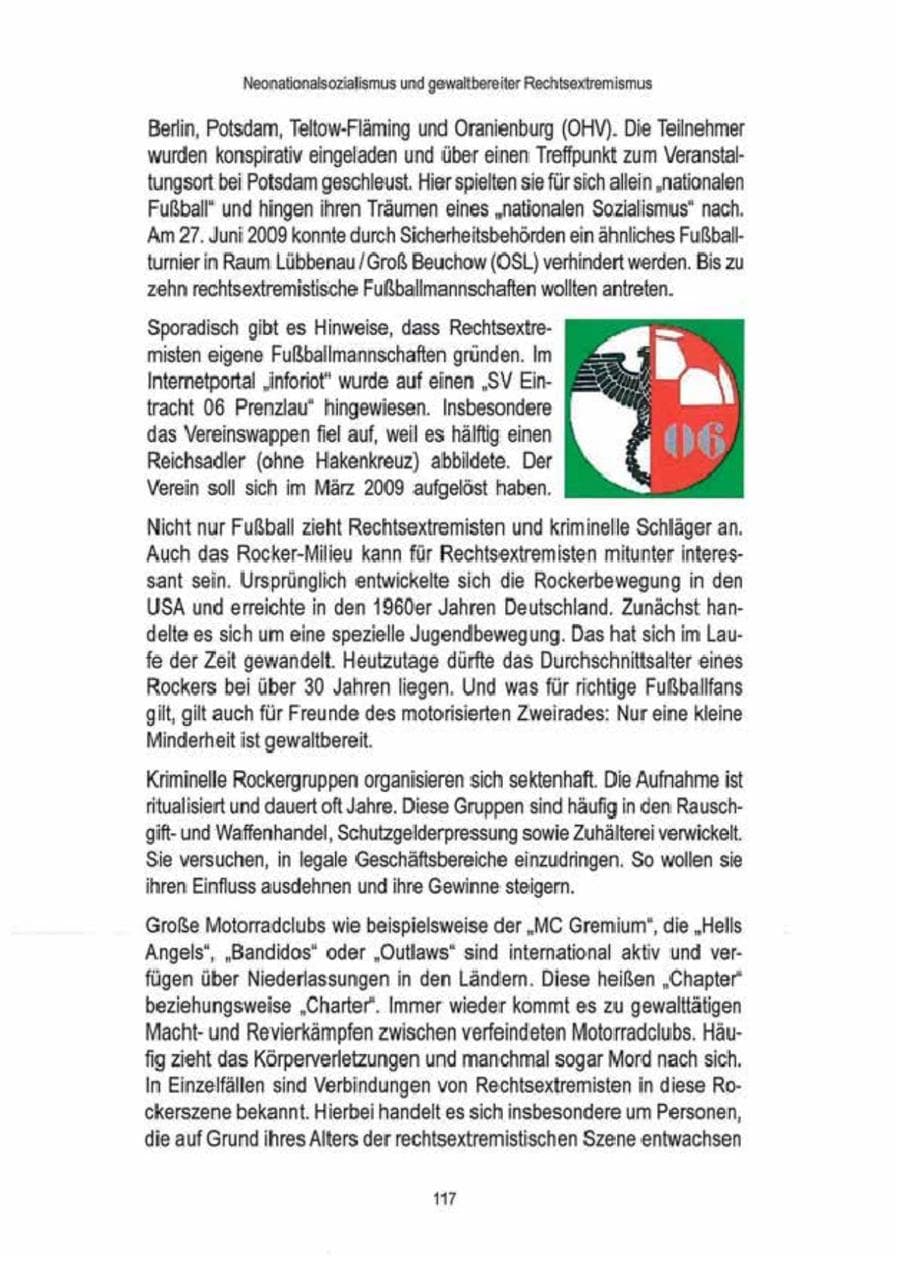 Seite 119 des Verfassungsschutzbericht 2009 Brandenburg
