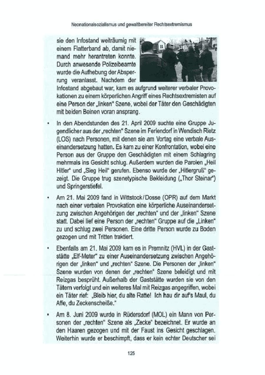 Seite 127 des Verfassungsschutzbericht 2009 Brandenburg