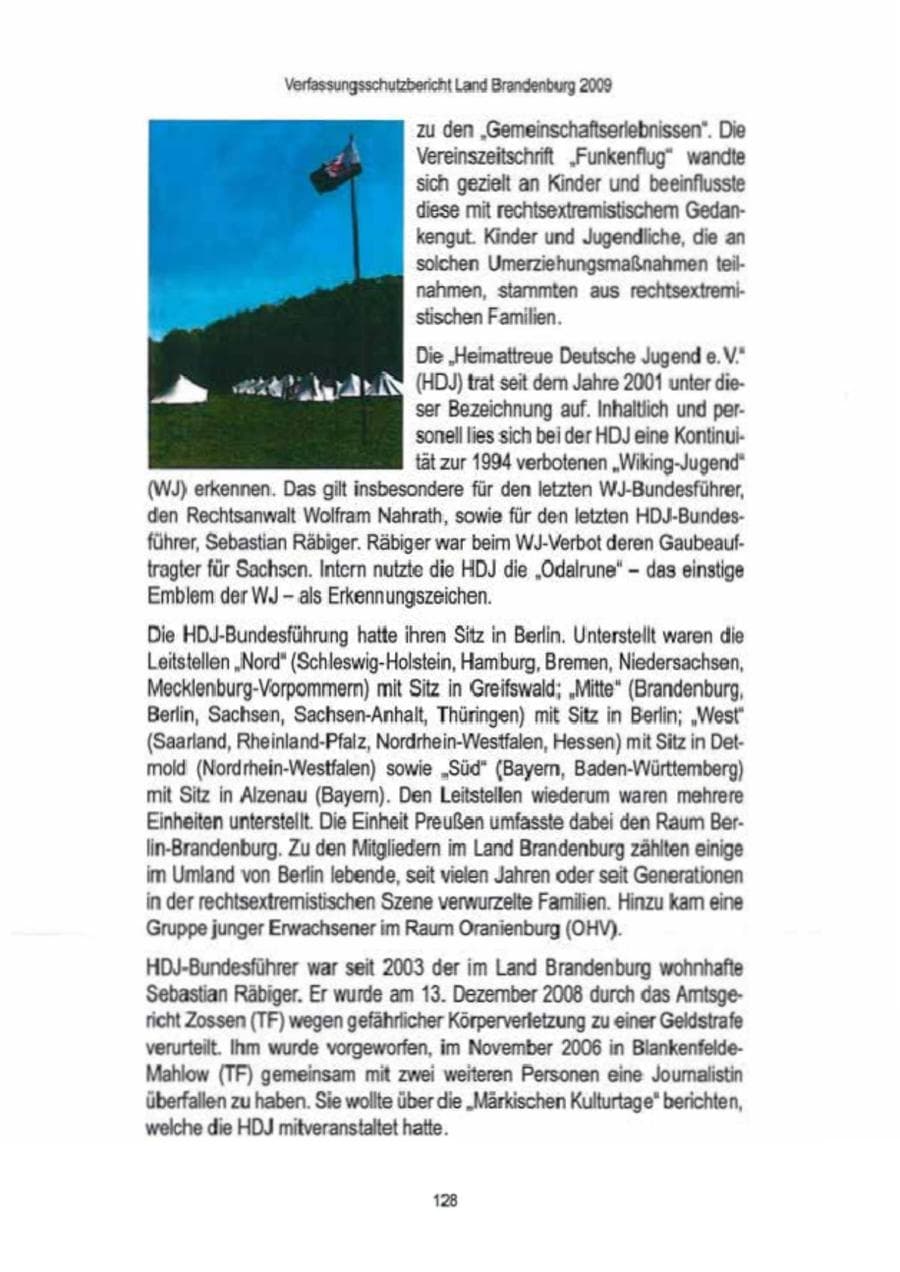 Seite 130 des Verfassungsschutzbericht 2009 Brandenburg