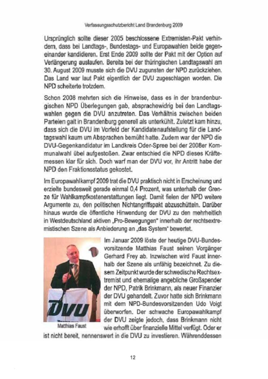Seite 14 des Verfassungsschutzbericht 2009 Brandenburg