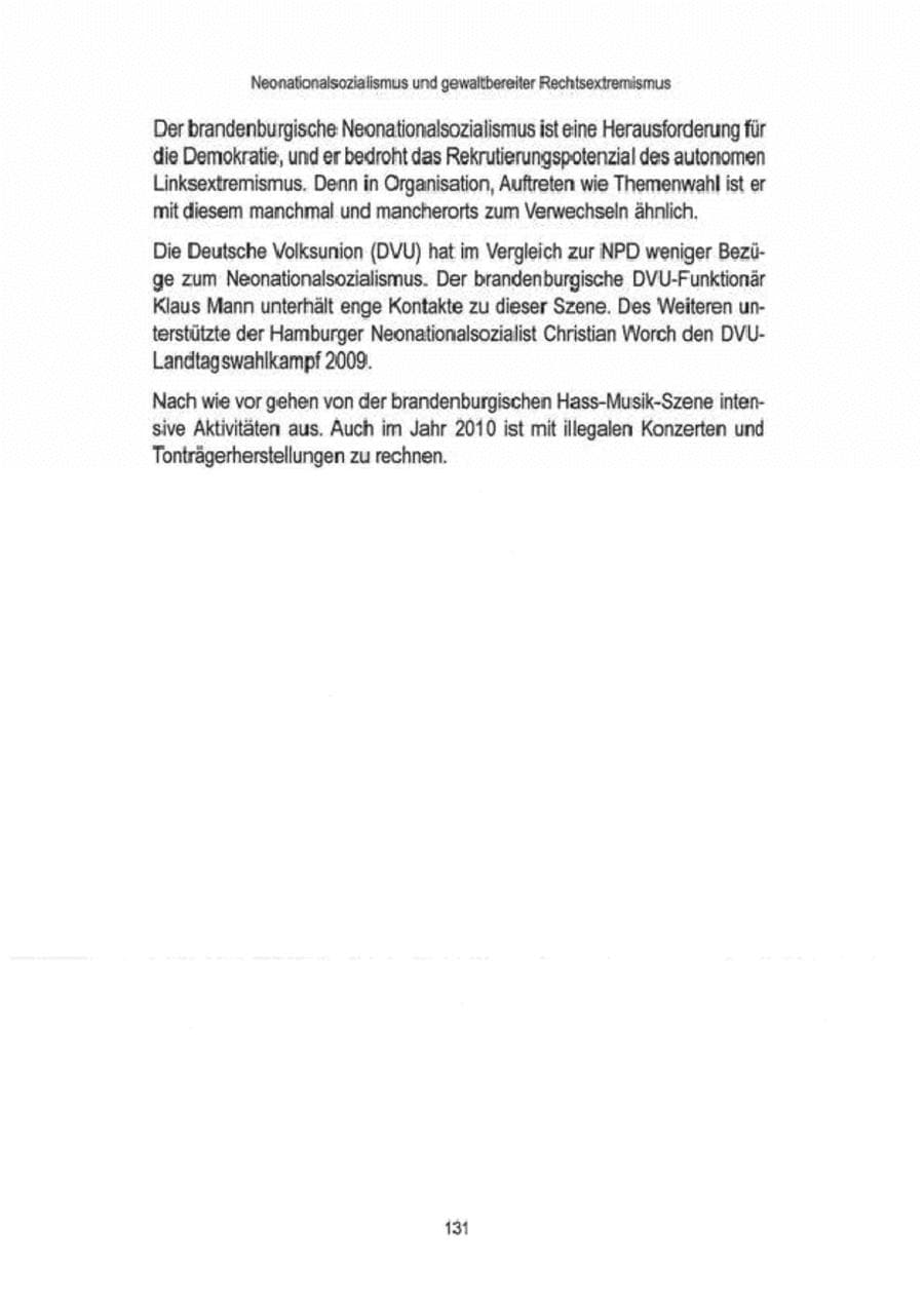 Seite 133 des Verfassungsschutzbericht 2009 Brandenburg