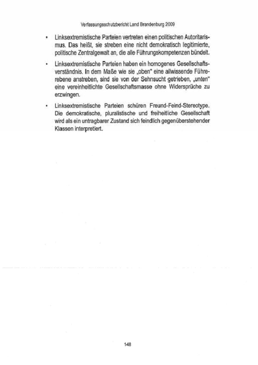 Seite 150 des Verfassungsschutzbericht 2009 Brandenburg