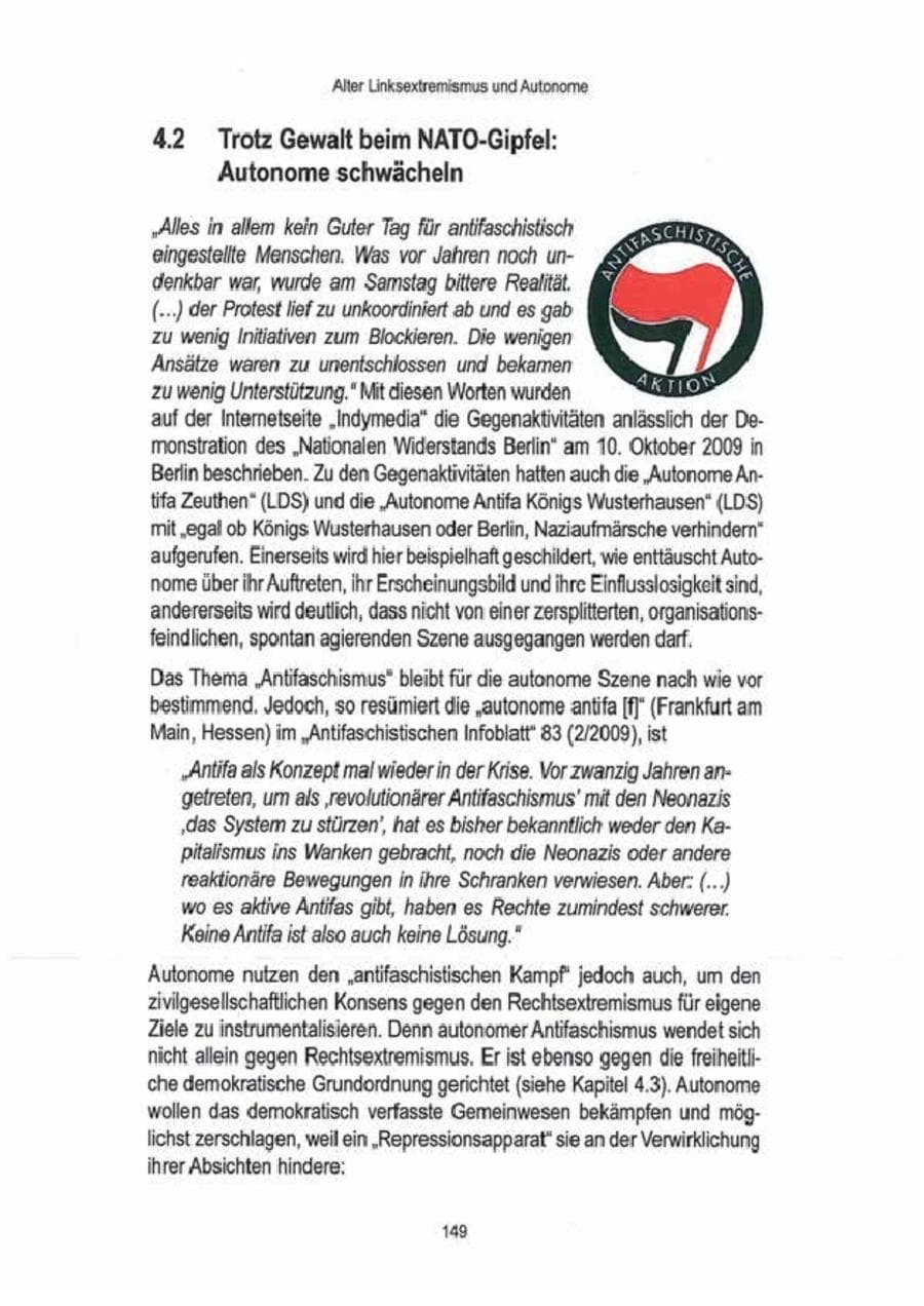 Seite 151 des Verfassungsschutzbericht 2009 Brandenburg