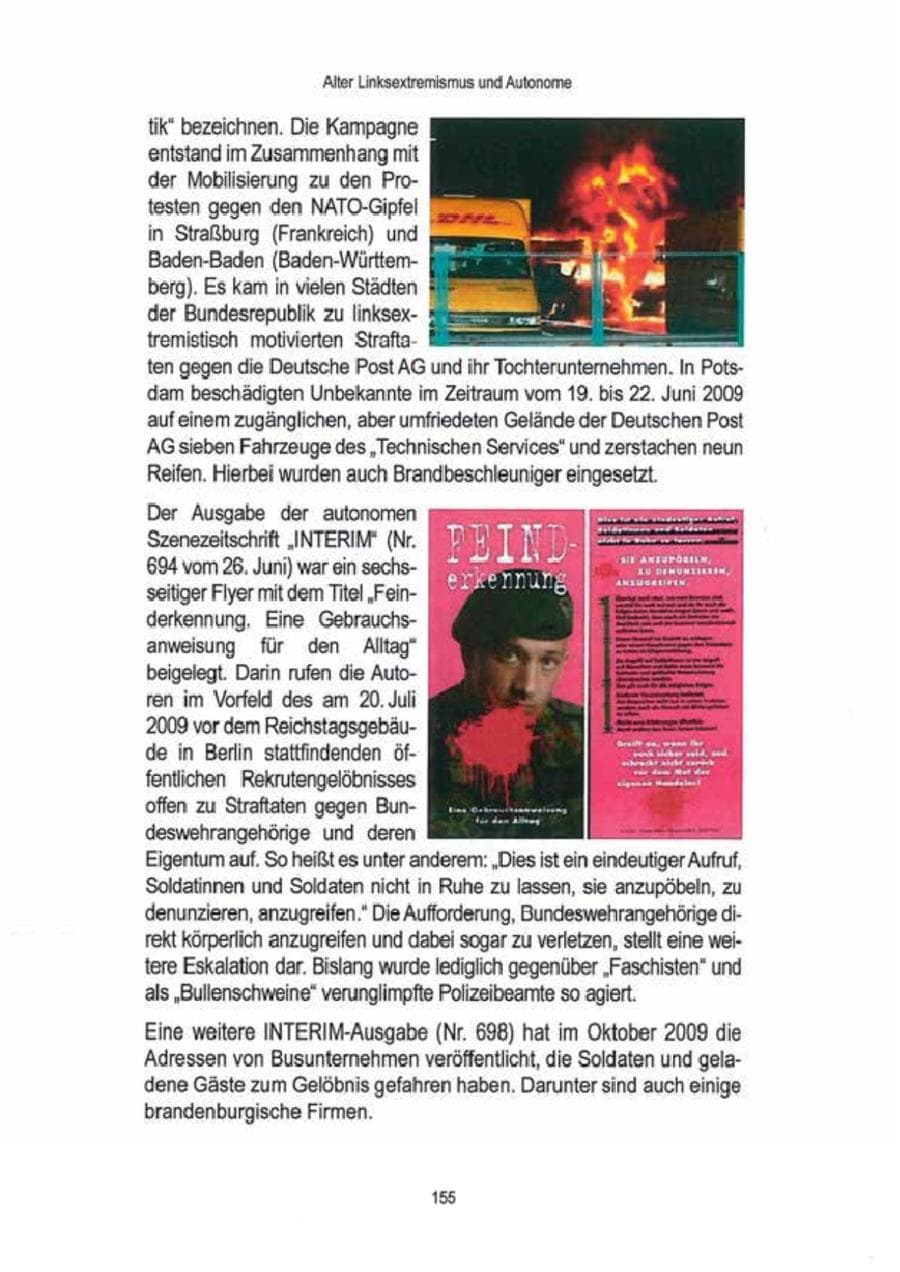 Seite 157 des Verfassungsschutzbericht 2009 Brandenburg