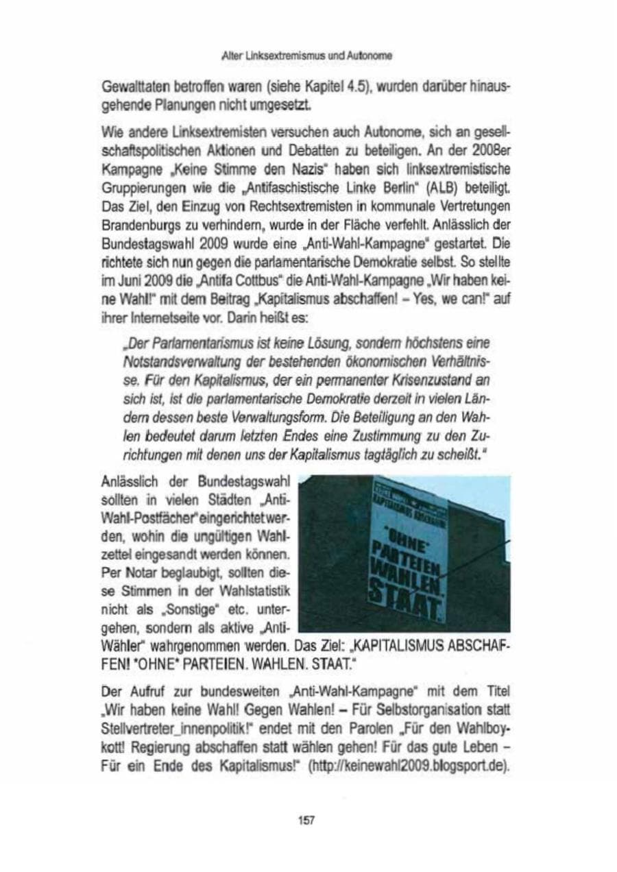 Seite 159 des Verfassungsschutzbericht 2009 Brandenburg