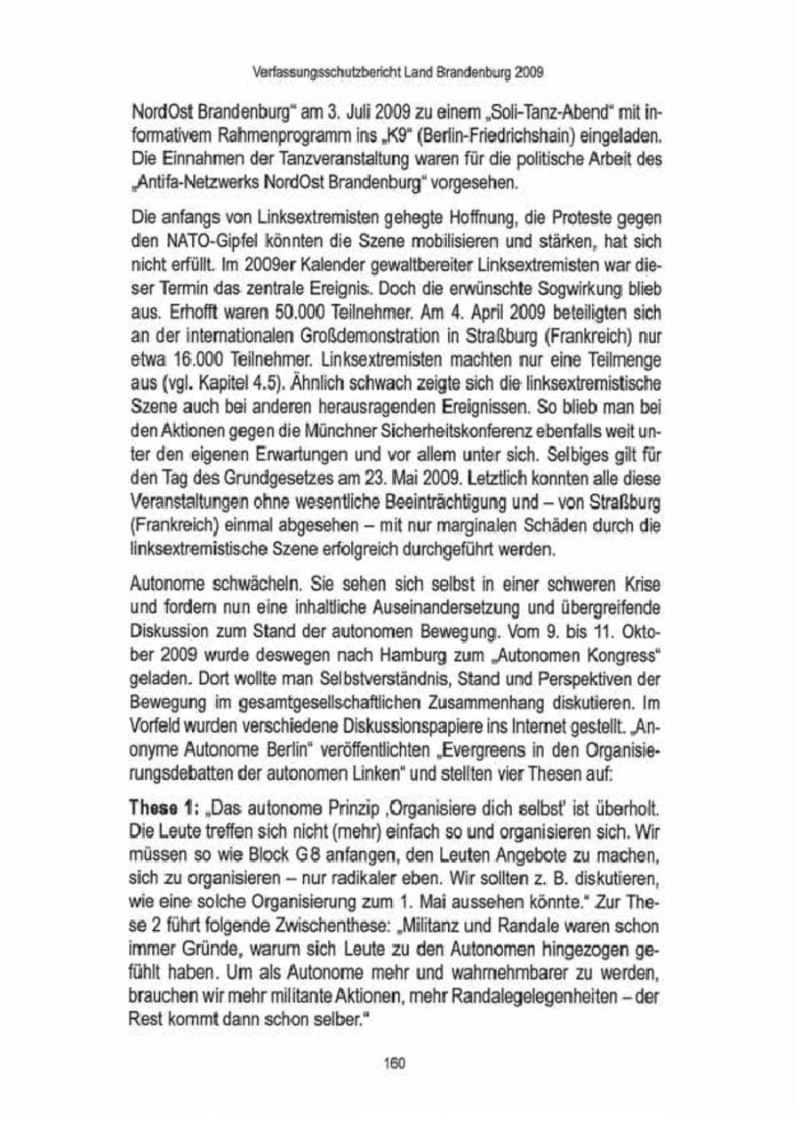 Seite 162 des Verfassungsschutzbericht 2009 Brandenburg