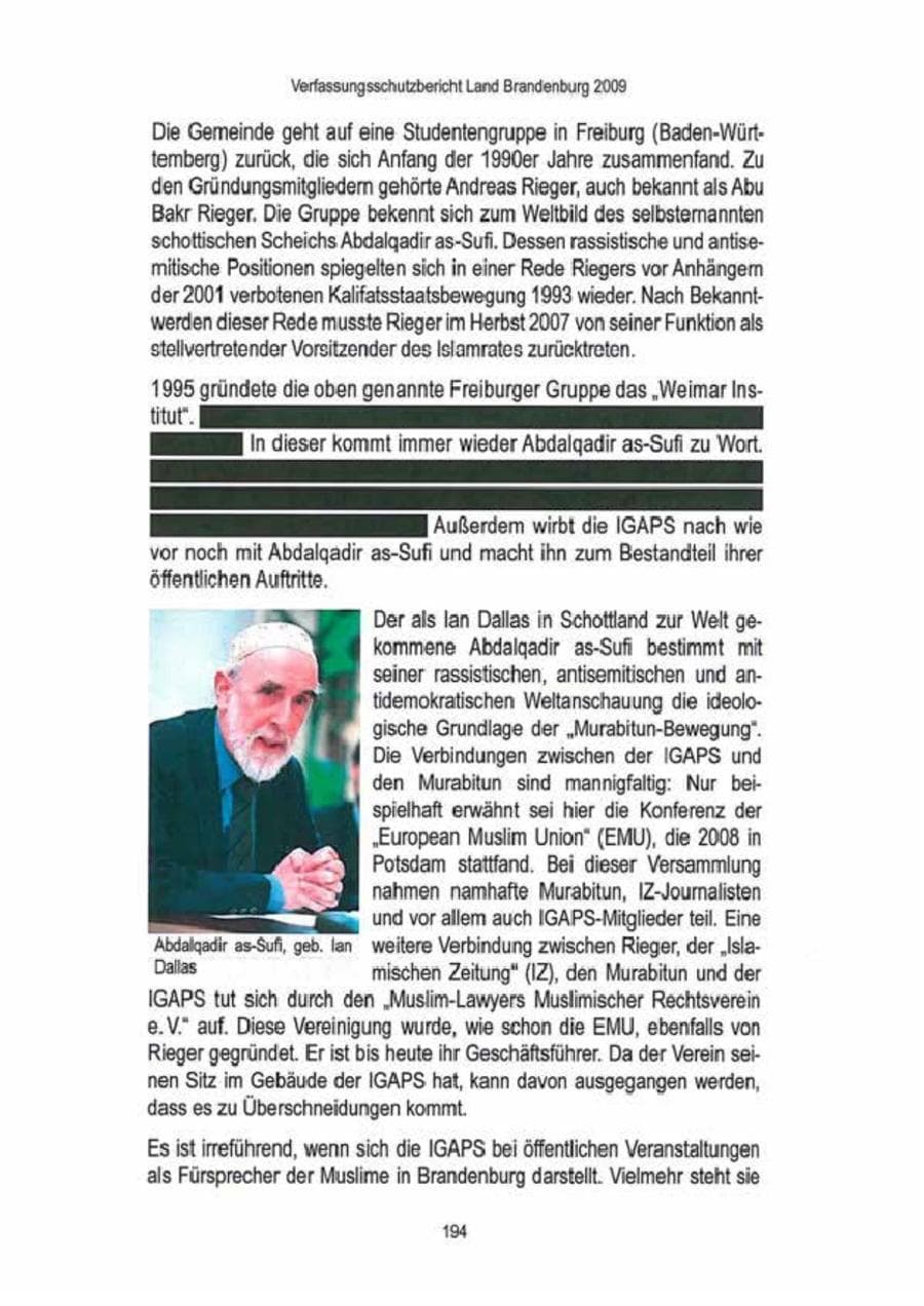Seite 196 des Verfassungsschutzbericht 2009 Brandenburg