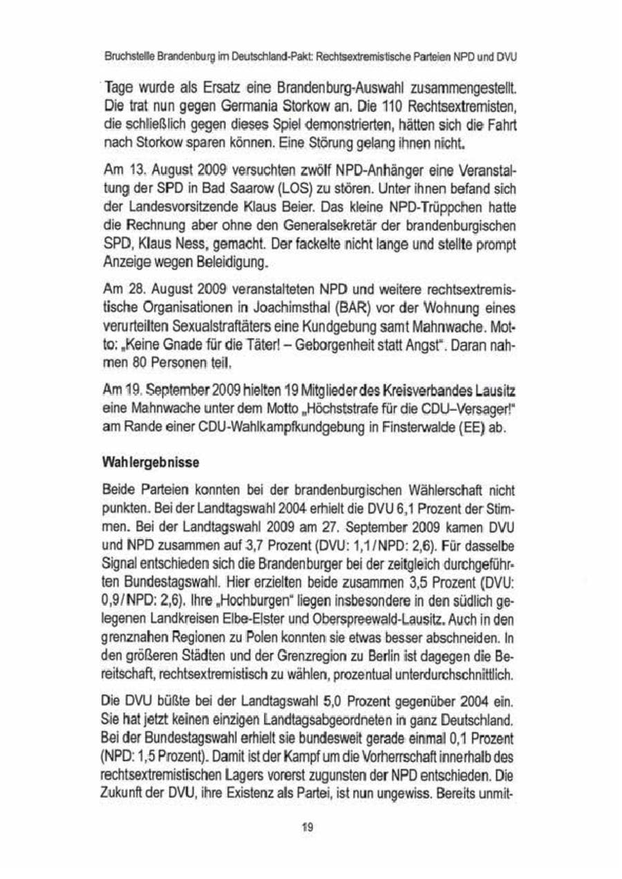 Seite 21 des Verfassungsschutzbericht 2009 Brandenburg