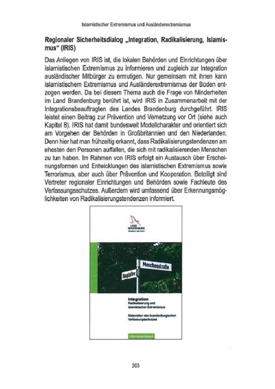 Seite 205 des Verfassungsschutzbericht 2009 Brandenburg