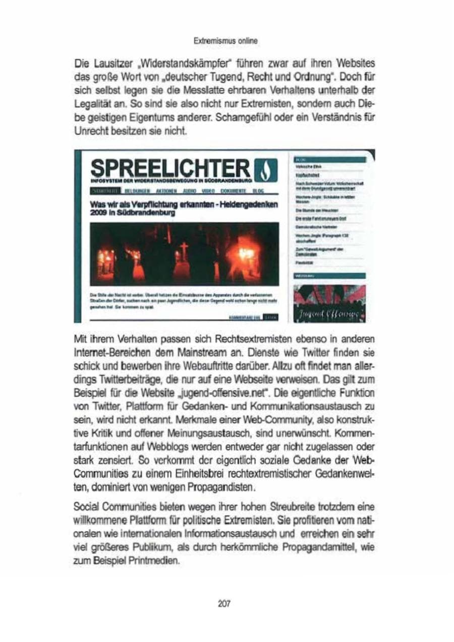 Seite 209 des Verfassungsschutzbericht 2009 Brandenburg