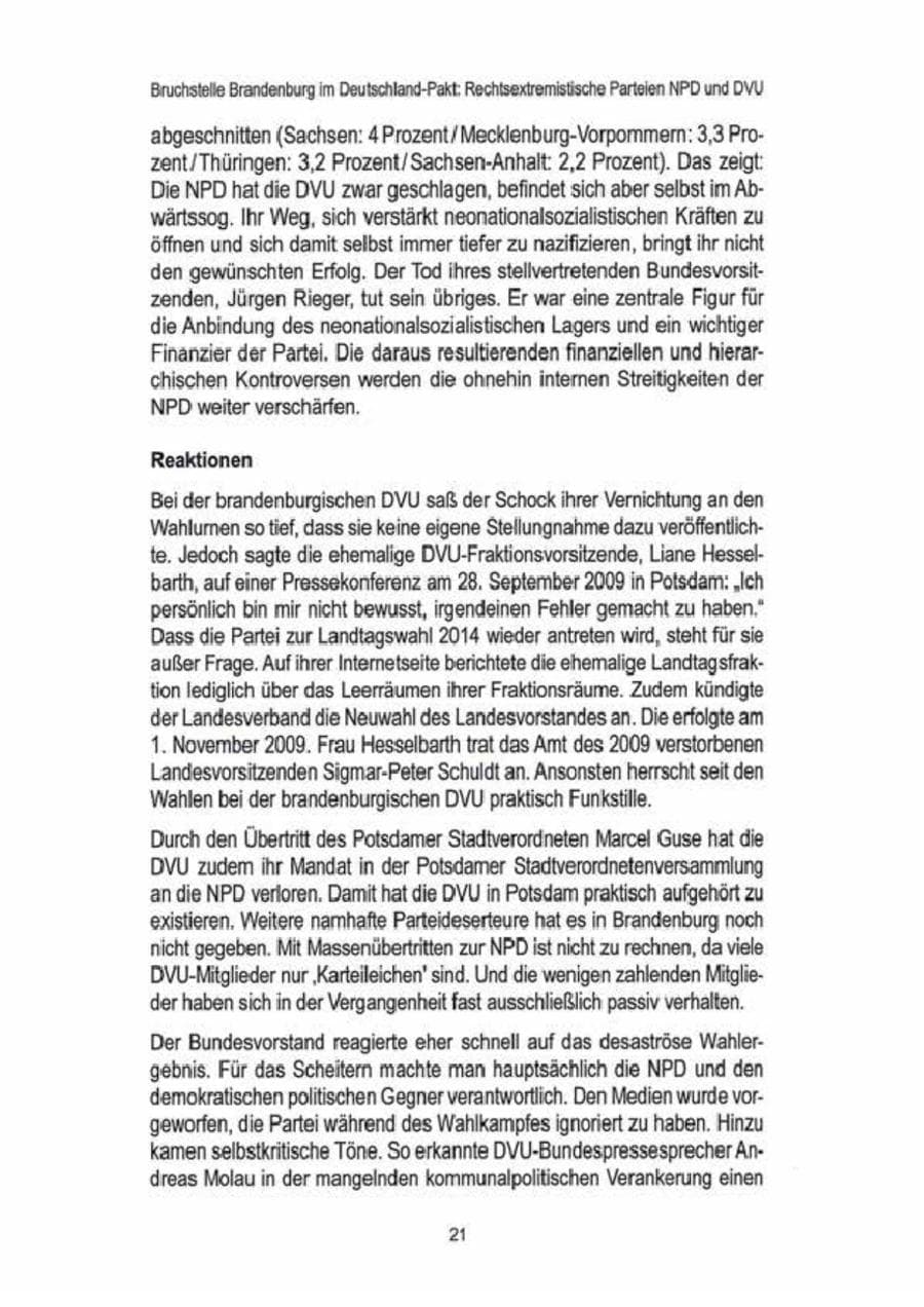 Seite 23 des Verfassungsschutzbericht 2009 Brandenburg
