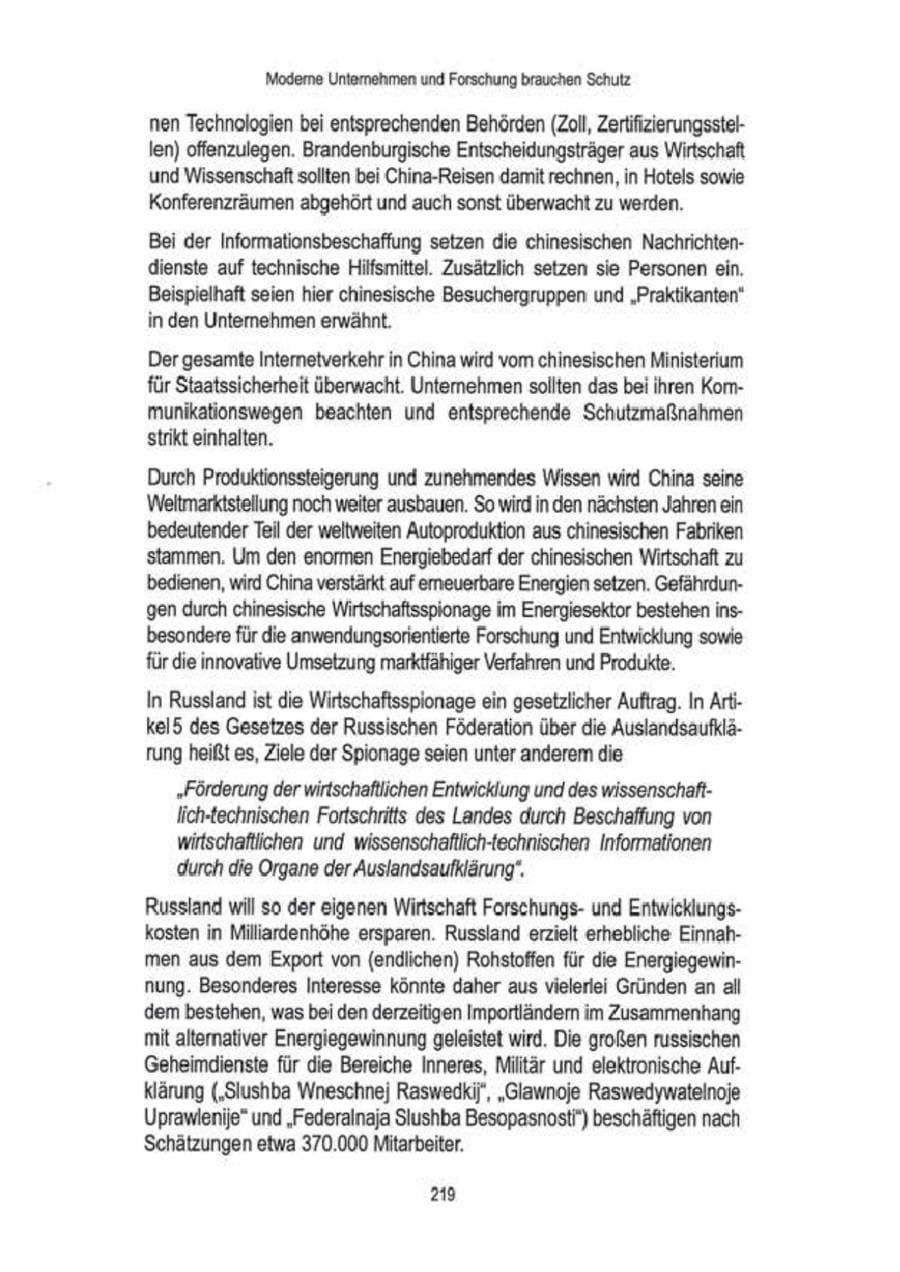 Seite 221 des Verfassungsschutzbericht 2009 Brandenburg