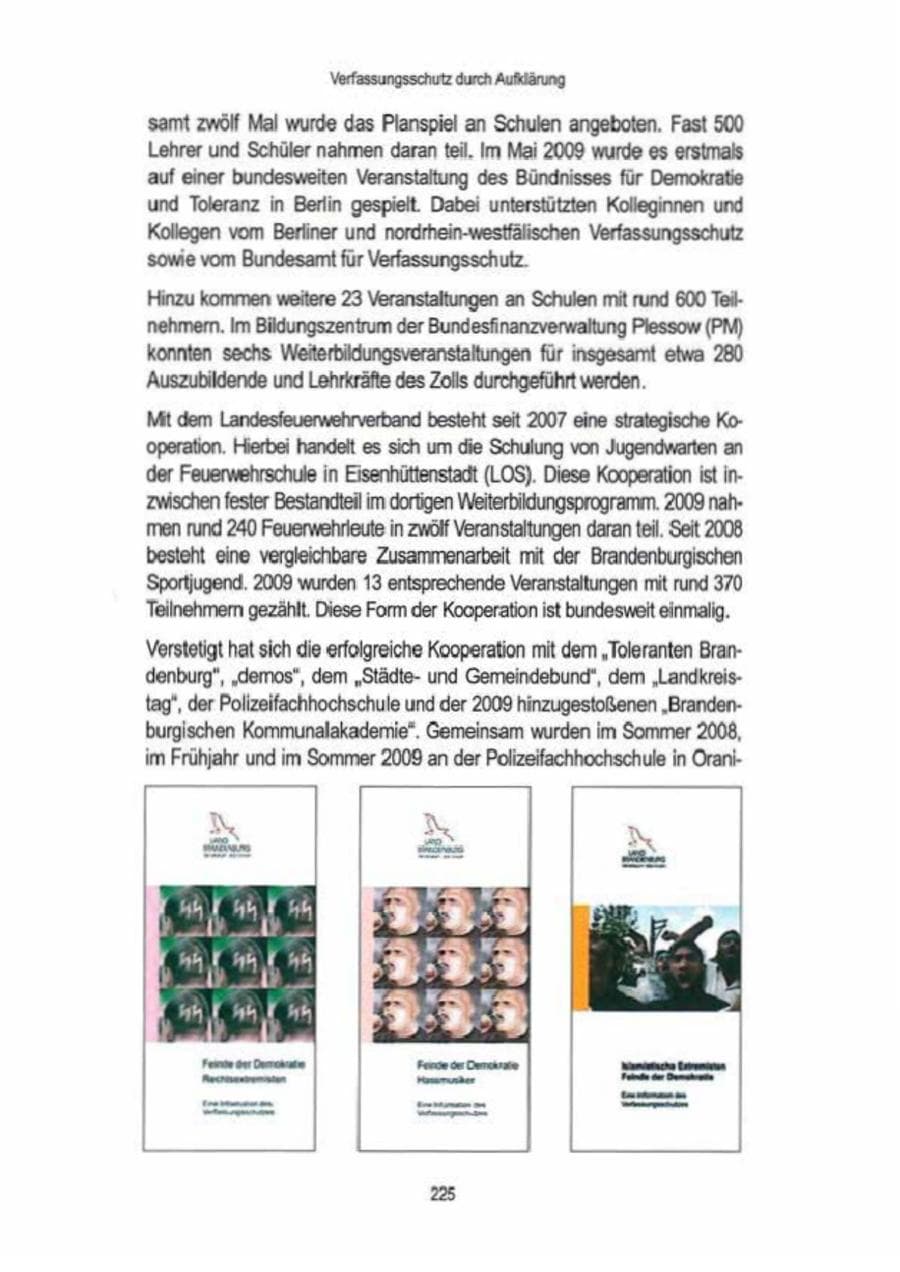 Seite 227 des Verfassungsschutzbericht 2009 Brandenburg