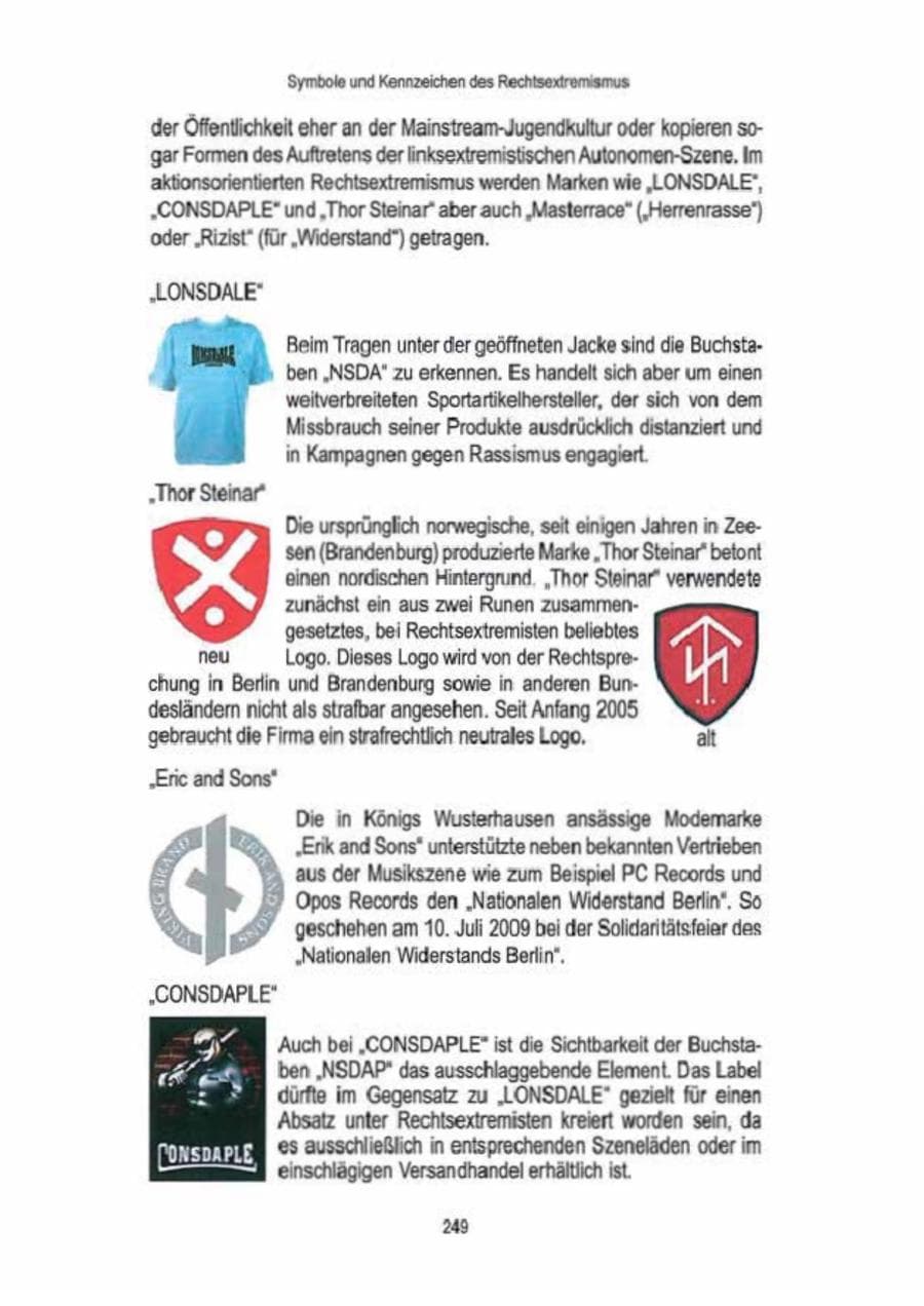 Seite 251 des Verfassungsschutzbericht 2009 Brandenburg
