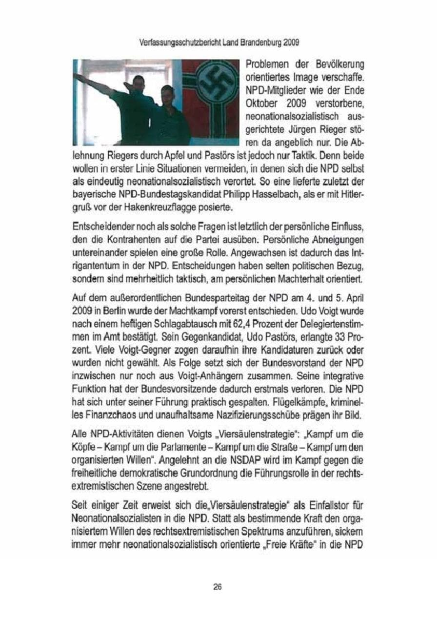 Seite 28 des Verfassungsschutzbericht 2009 Brandenburg