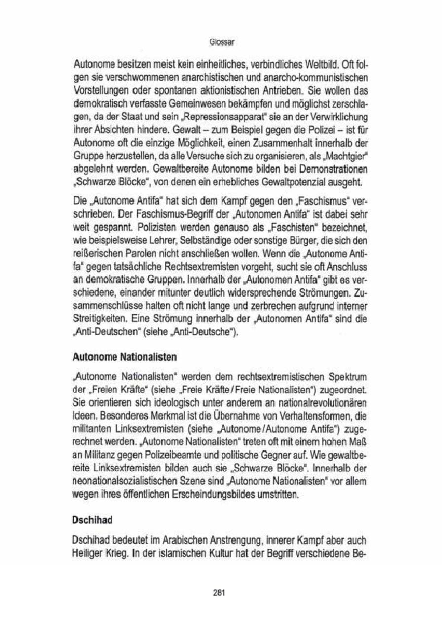 Seite 283 des Verfassungsschutzbericht 2009 Brandenburg