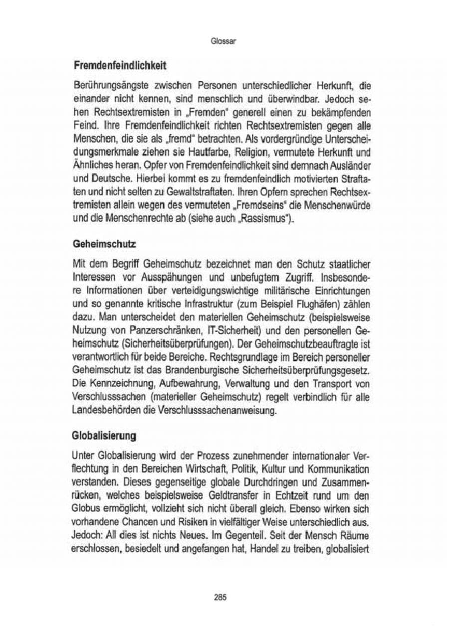 Seite 287 des Verfassungsschutzbericht 2009 Brandenburg