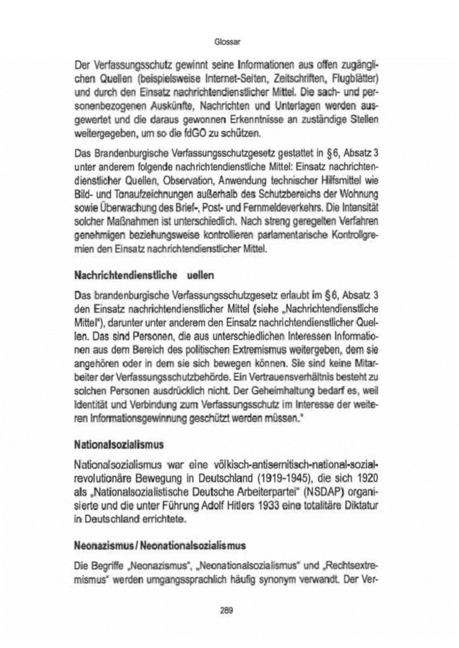 Seite 291 des Verfassungsschutzbericht 2009 Brandenburg