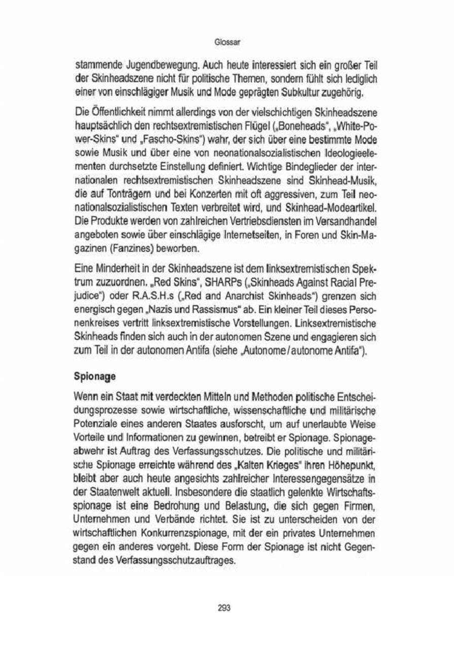 Seite 295 des Verfassungsschutzbericht 2009 Brandenburg