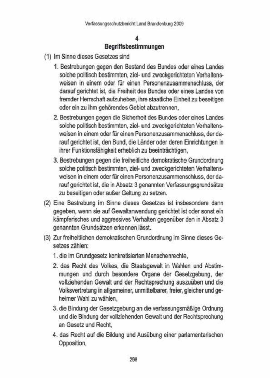 Seite 300 des Verfassungsschutzbericht 2009 Brandenburg