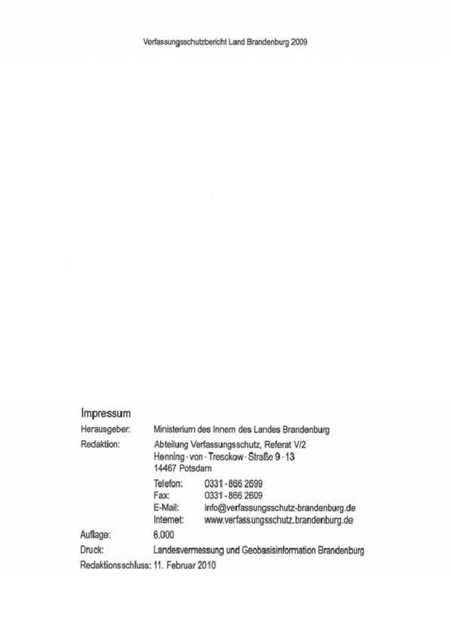 Seite 4 des Verfassungsschutzbericht 2009 Brandenburg