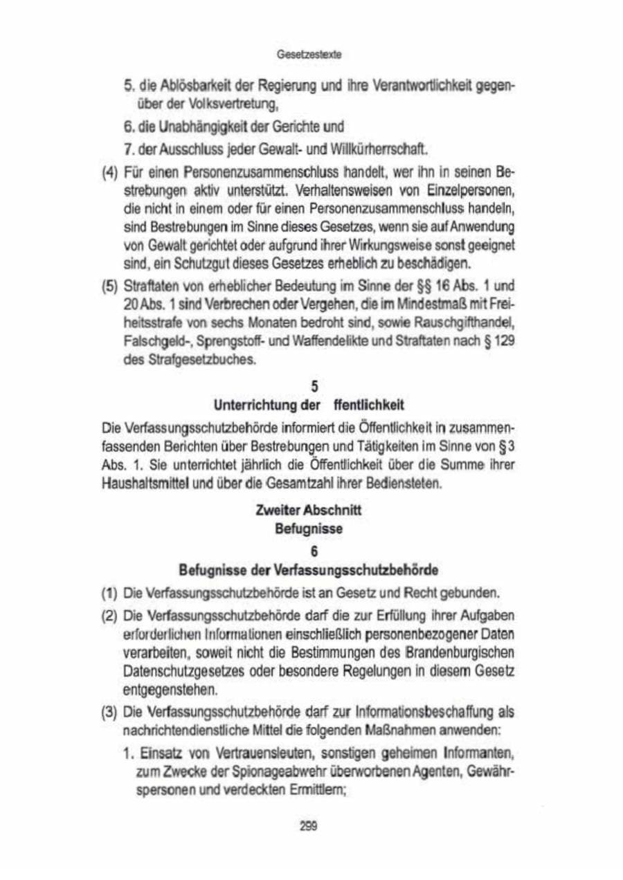 Seite 301 des Verfassungsschutzbericht 2009 Brandenburg