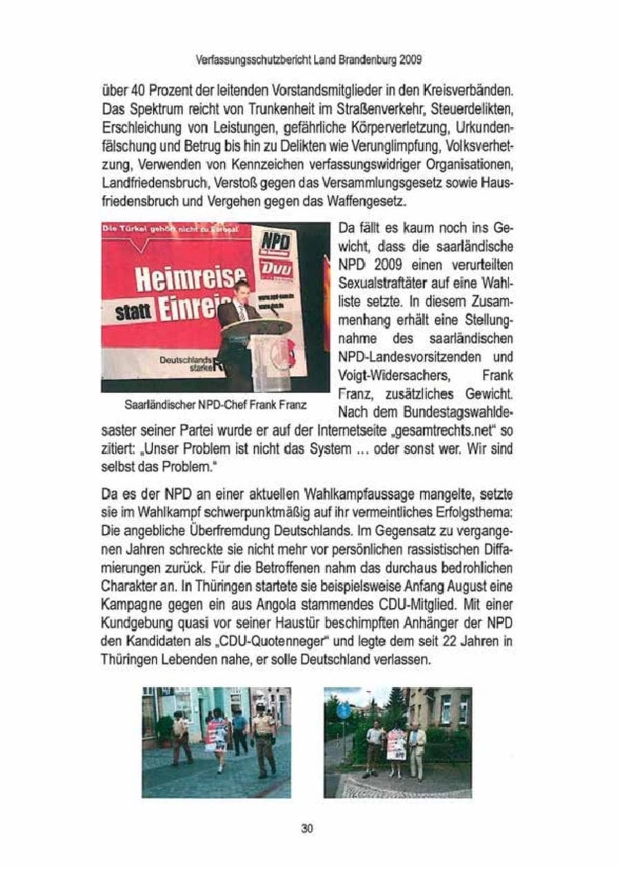 Seite 32 des Verfassungsschutzbericht 2009 Brandenburg