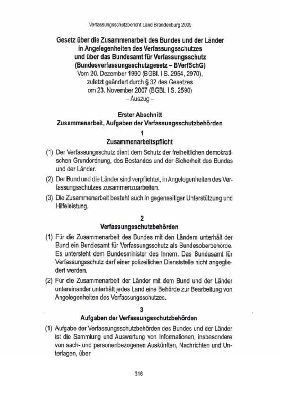 Seite 318 des Verfassungsschutzbericht 2009 Brandenburg