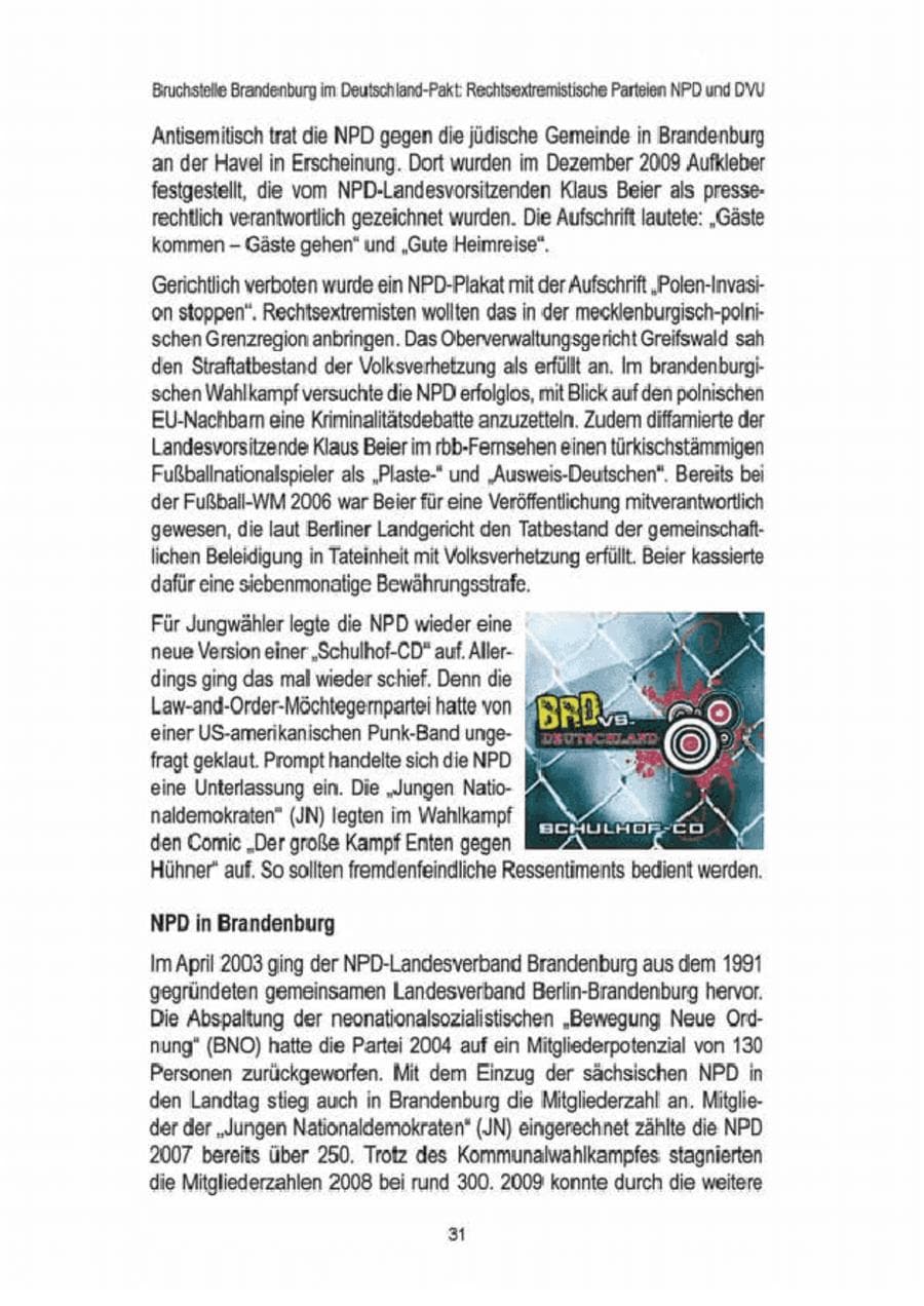 Seite 33 des Verfassungsschutzbericht 2009 Brandenburg