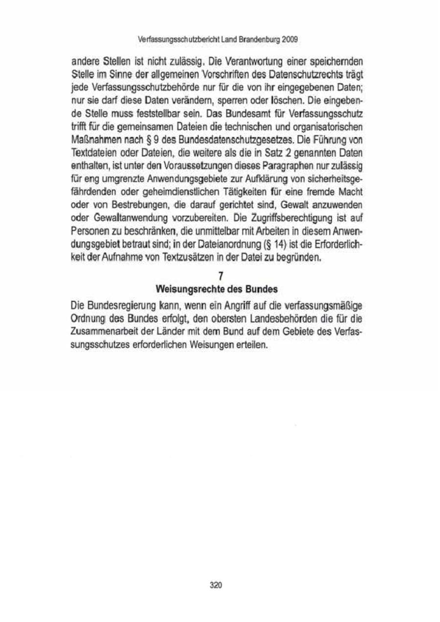 Seite 322 des Verfassungsschutzbericht 2009 Brandenburg
