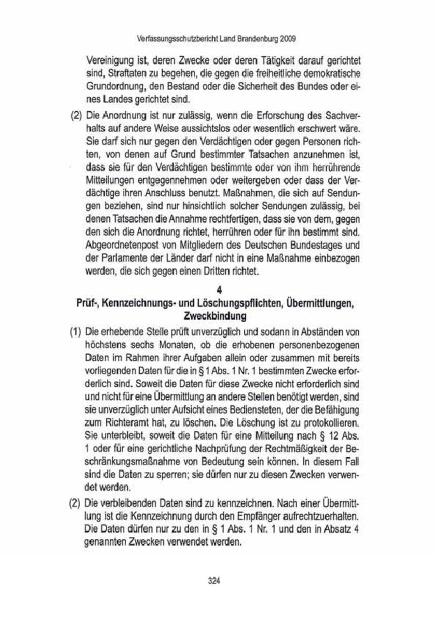 Seite 326 des Verfassungsschutzbericht 2009 Brandenburg