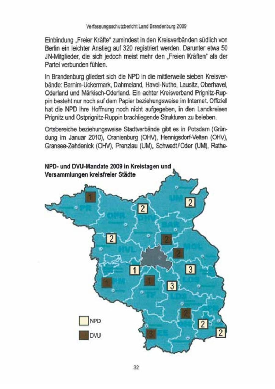Seite 34 des Verfassungsschutzbericht 2009 Brandenburg