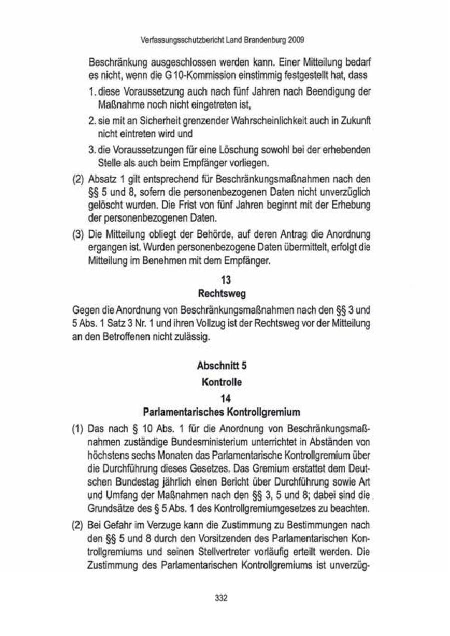 Seite 334 des Verfassungsschutzbericht 2009 Brandenburg