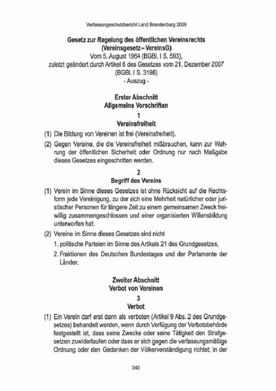 Seite 342 des Verfassungsschutzbericht 2009 Brandenburg
