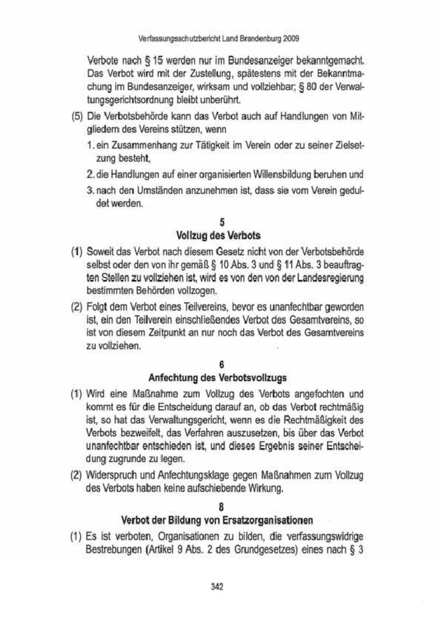 Seite 344 des Verfassungsschutzbericht 2009 Brandenburg
