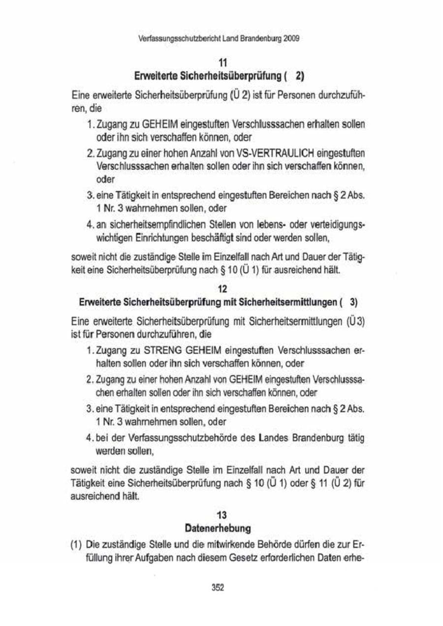 Seite 354 des Verfassungsschutzbericht 2009 Brandenburg