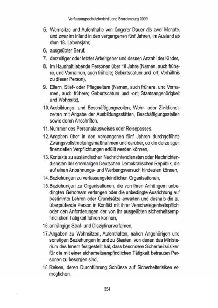 Seite 356 des Verfassungsschutzbericht 2009 Brandenburg