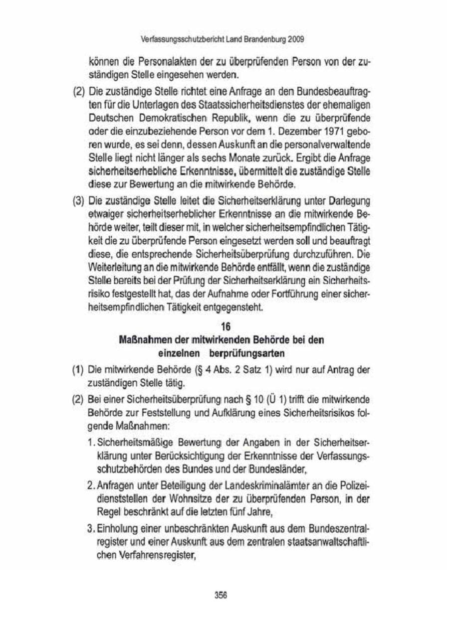 Seite 358 des Verfassungsschutzbericht 2009 Brandenburg
