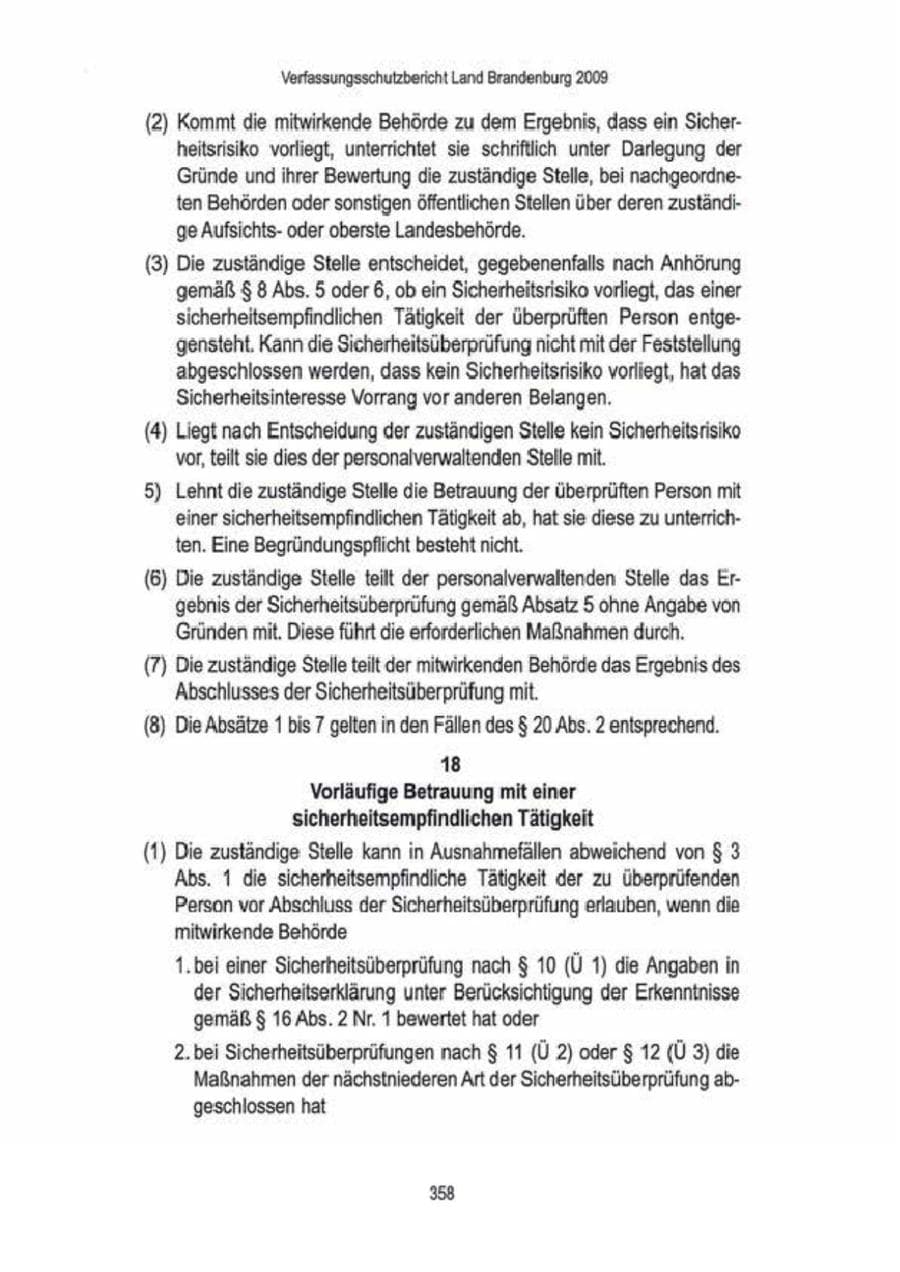 Seite 360 des Verfassungsschutzbericht 2009 Brandenburg