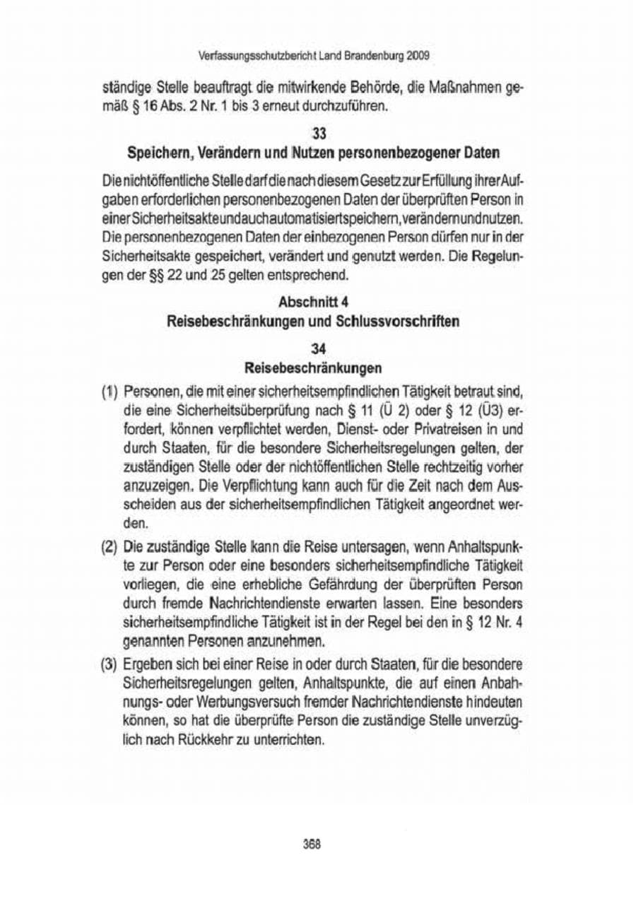 Seite 370 des Verfassungsschutzbericht 2009 Brandenburg